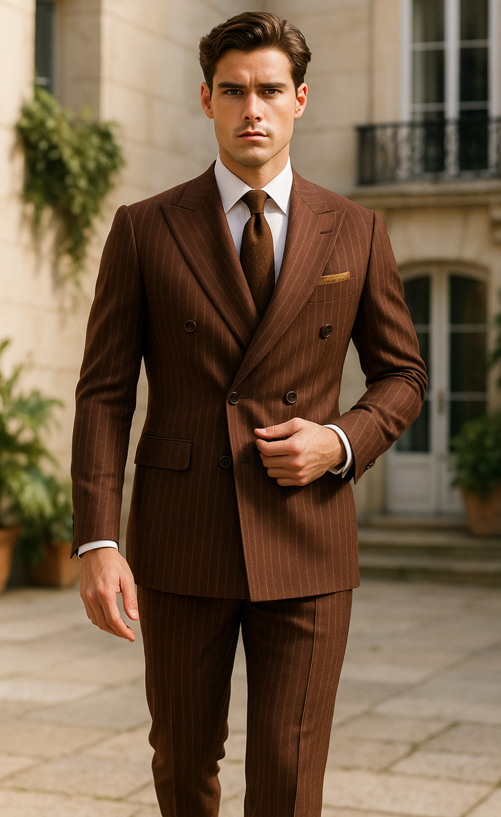 The Lexington – Brown Pinstripe Double-Breasted Suit