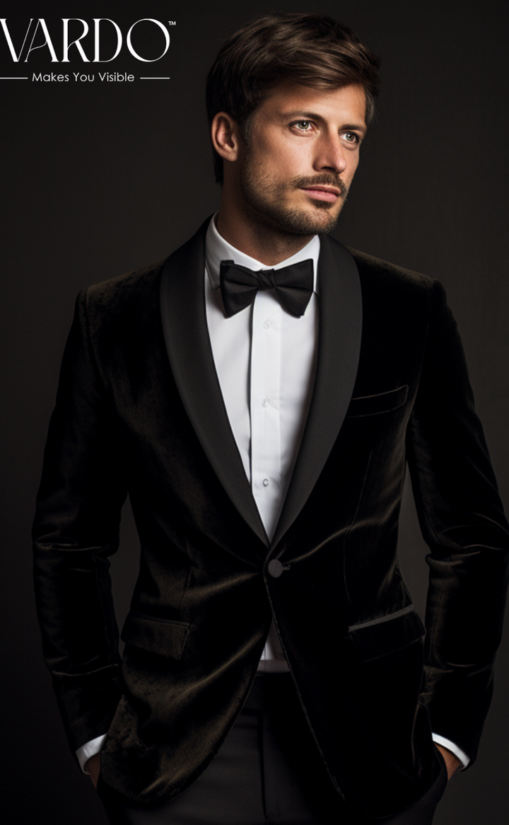 Classic Men's Black Velvet Jacket - Luxury Dinner Blazer
