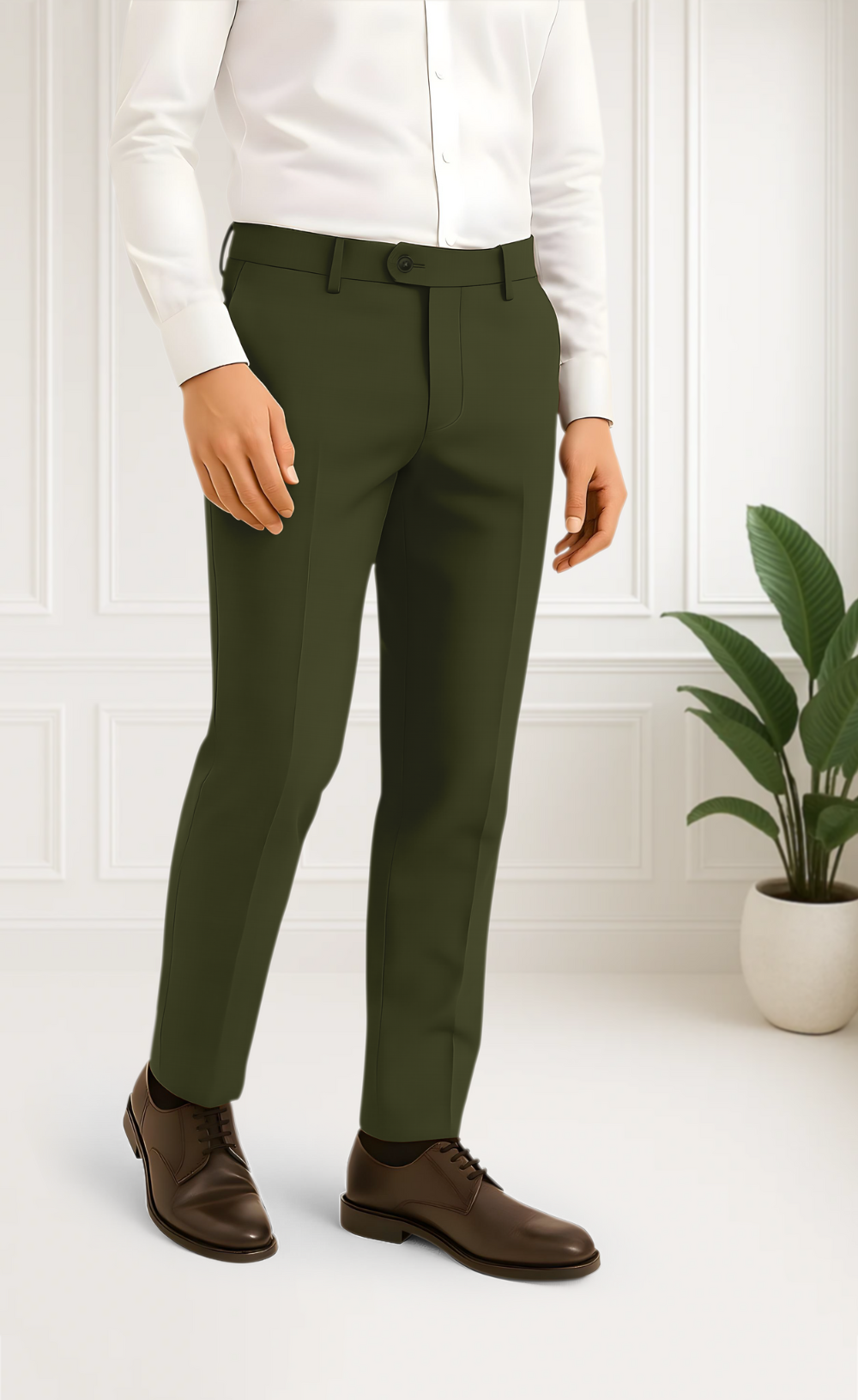 Khaki Green Men's Pants – Terry Rayon – VARDO