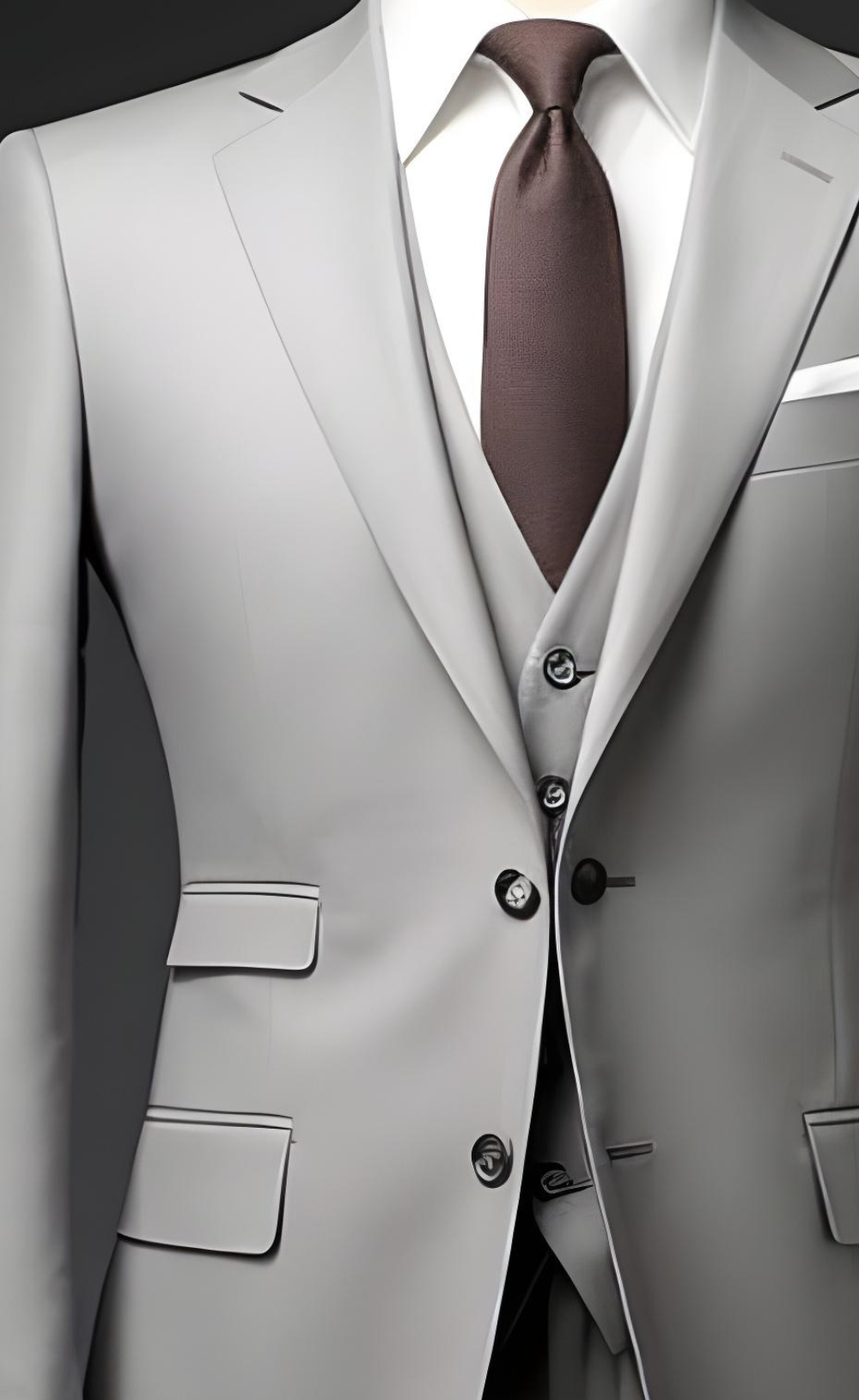 Modern Elegance: Men's Light Grey Three-Piece Suit - Tailored Suit - The Rising Sun store, Vardo