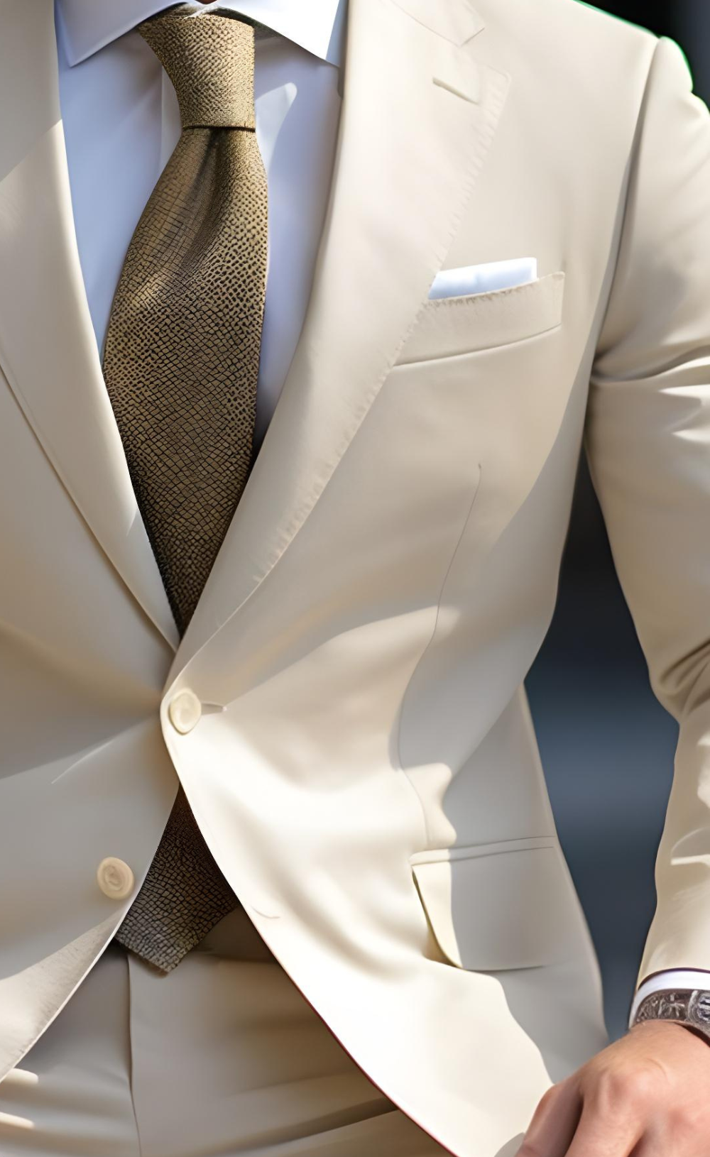 Elegant Cream Two-Piece Suit for Men