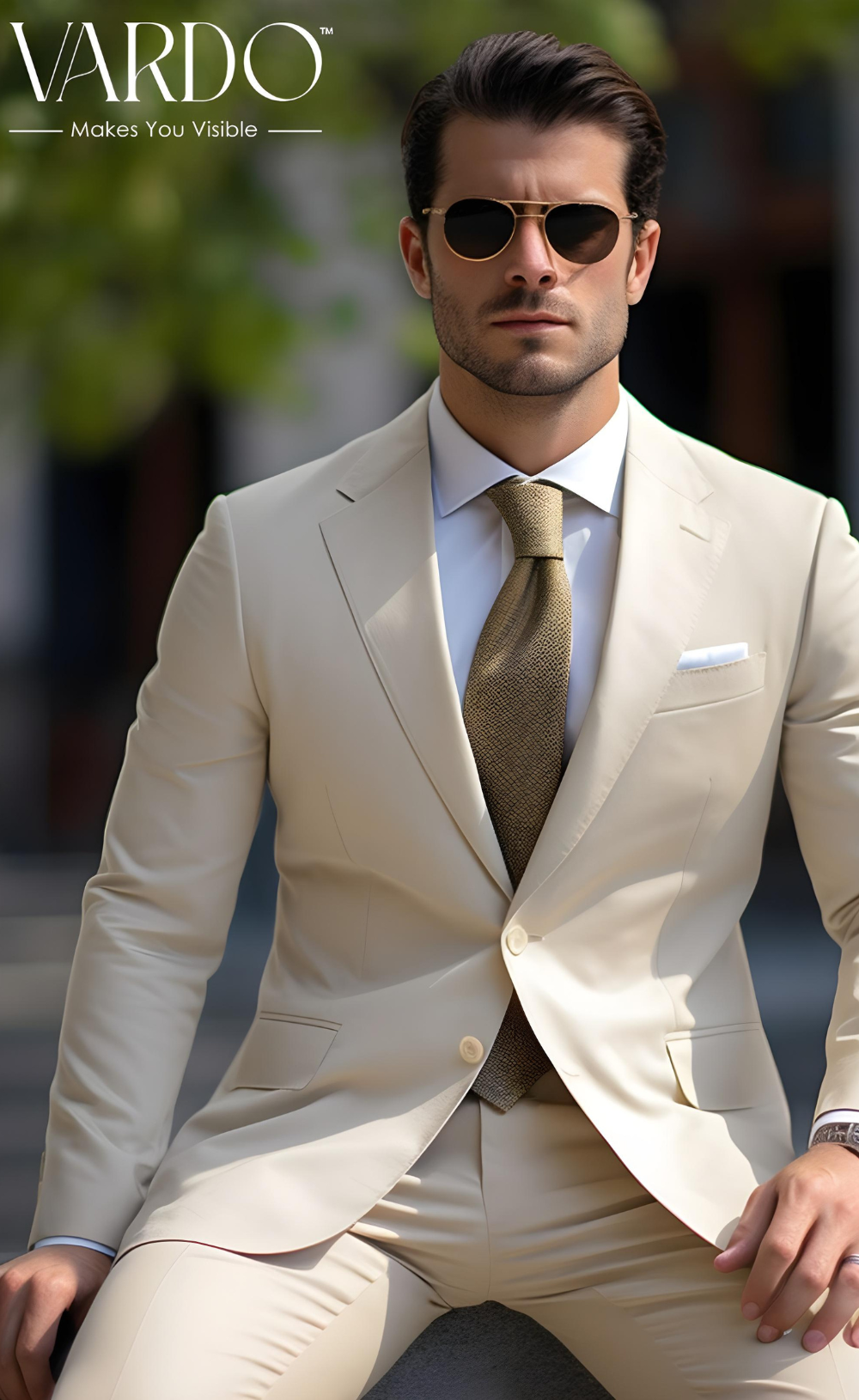 Elegant Cream Two-Piece Suit for Men