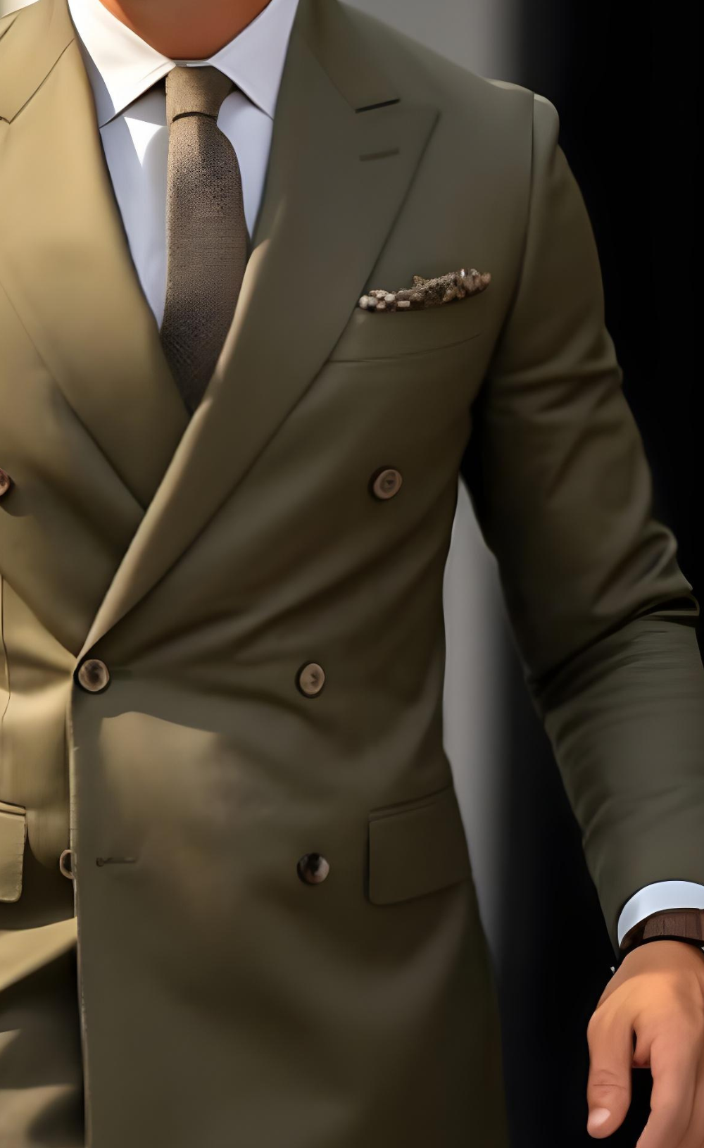 Elegant Olive Green Double Breasted Suit for Men