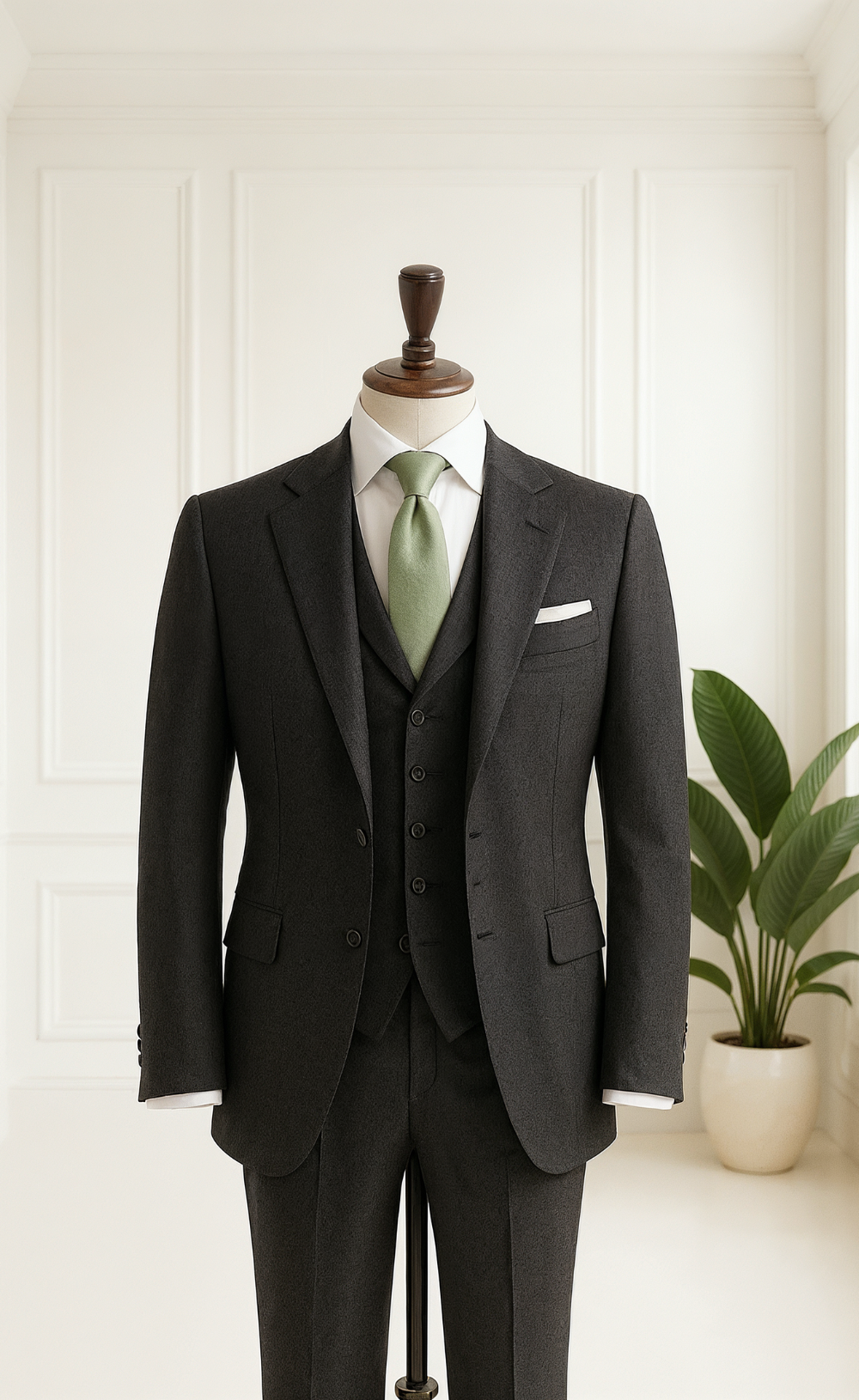 Black Wool Three-Piece Suit