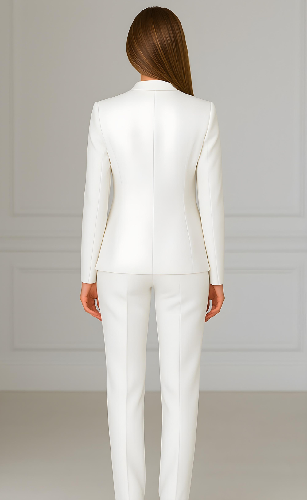 White Three-Piece Suit – Pure Power. Clean Precision