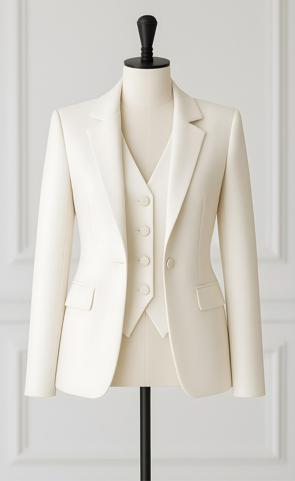 White Three-Piece Suit – Pure Power. Clean Precision