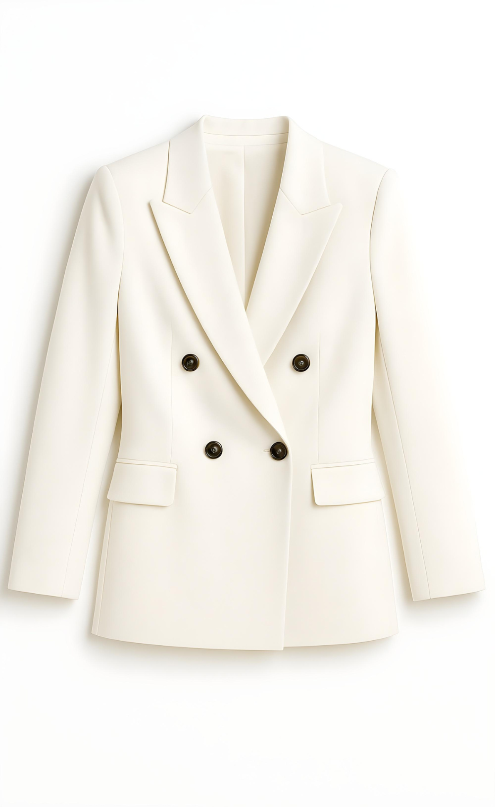 White Linen Double-Breasted Suit for Women – Bold & Breathable Elegance