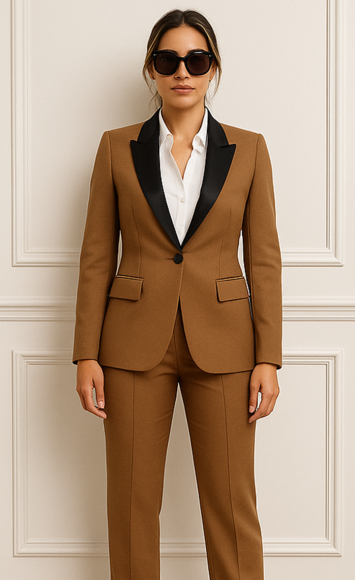 Brown Two-Piece Tuxedo Suit – Understated Luxury. Tailored Authority