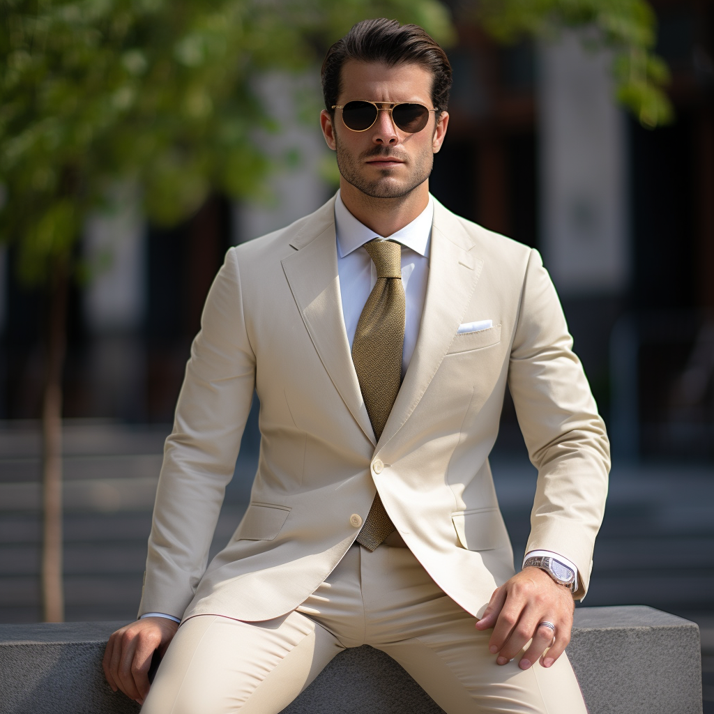 Cream coat suit sales