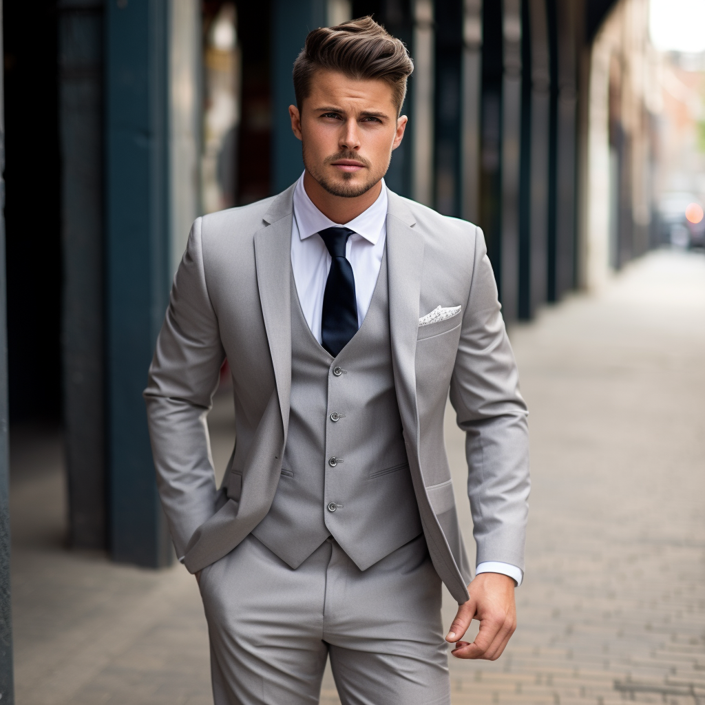 Light gray wedding suit sales