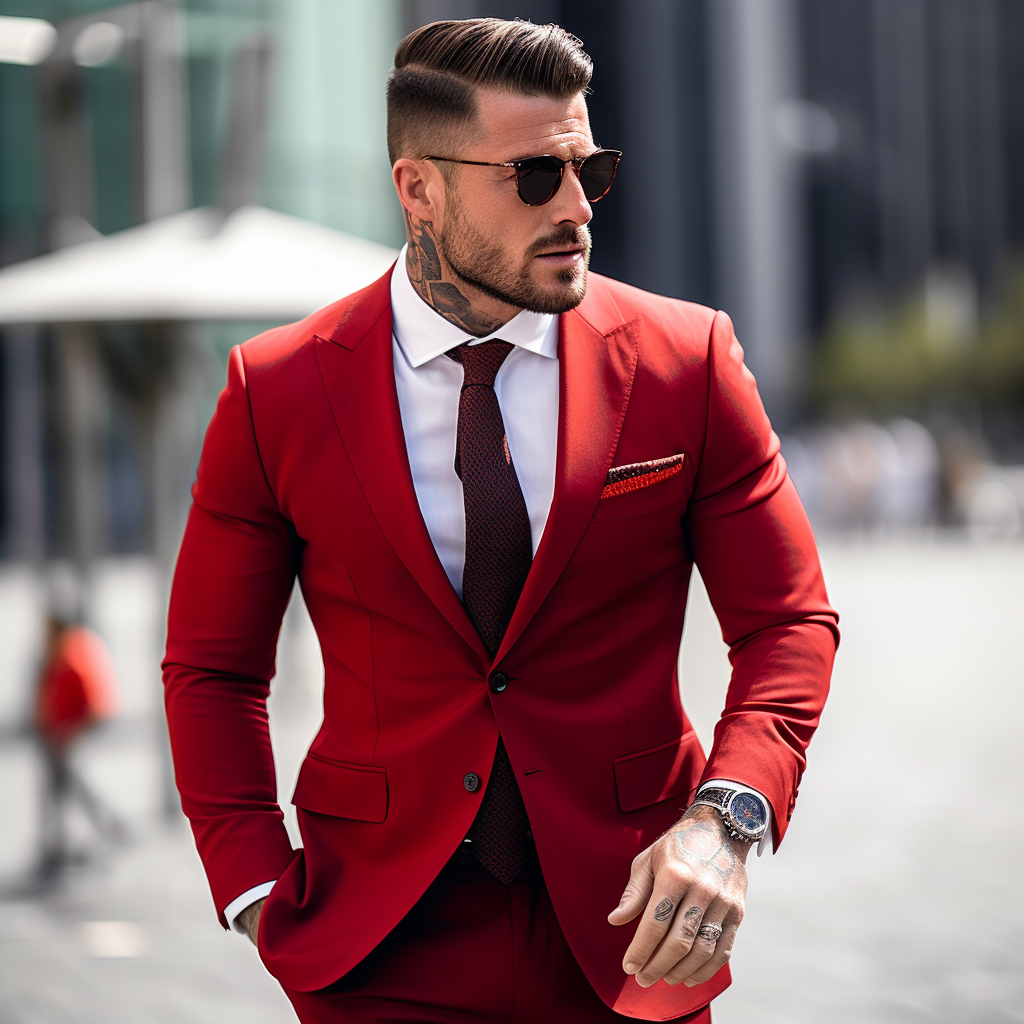 Wedding suit red hot sale