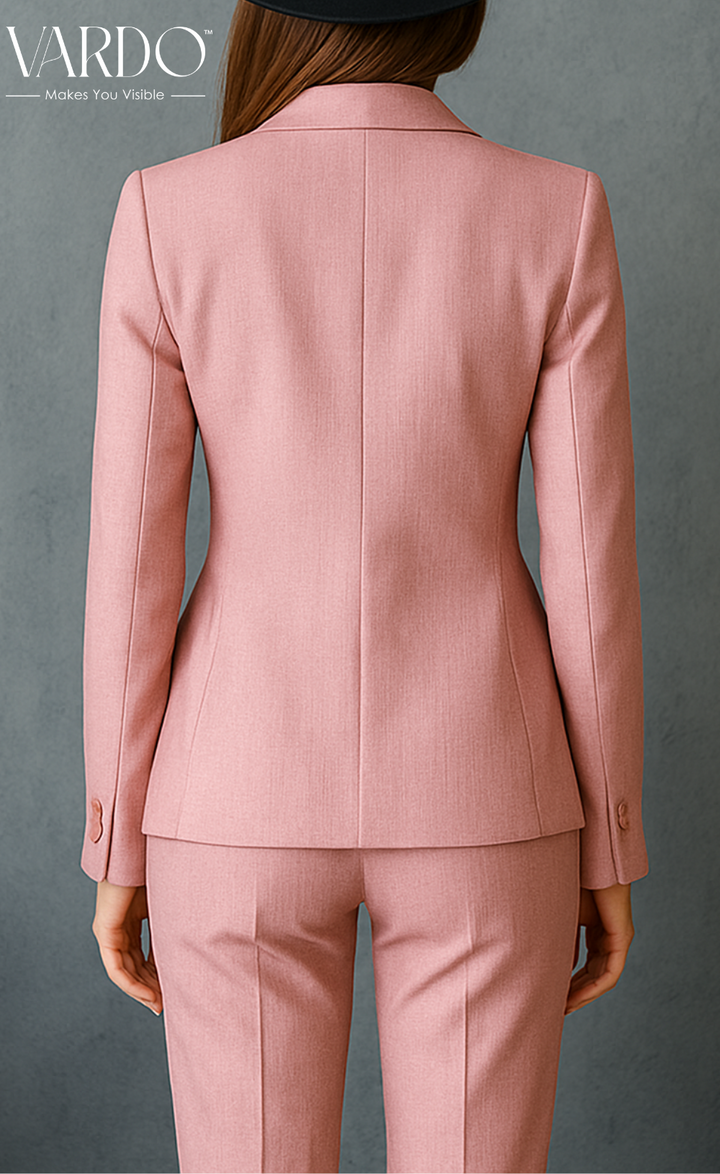 Pink Linen Two-Piece Suit – Soft Hue. Strong Intent