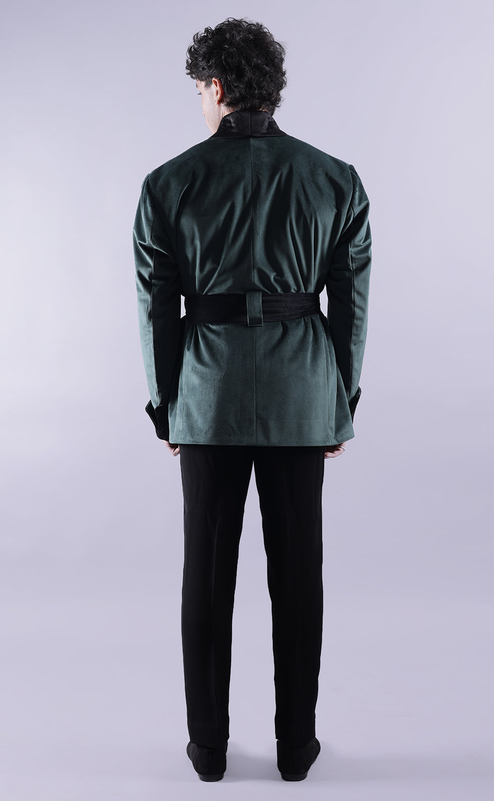 Men’s Green Velvet Smoking Jacket - Luxury Formal Attire, Elegant Party Wear