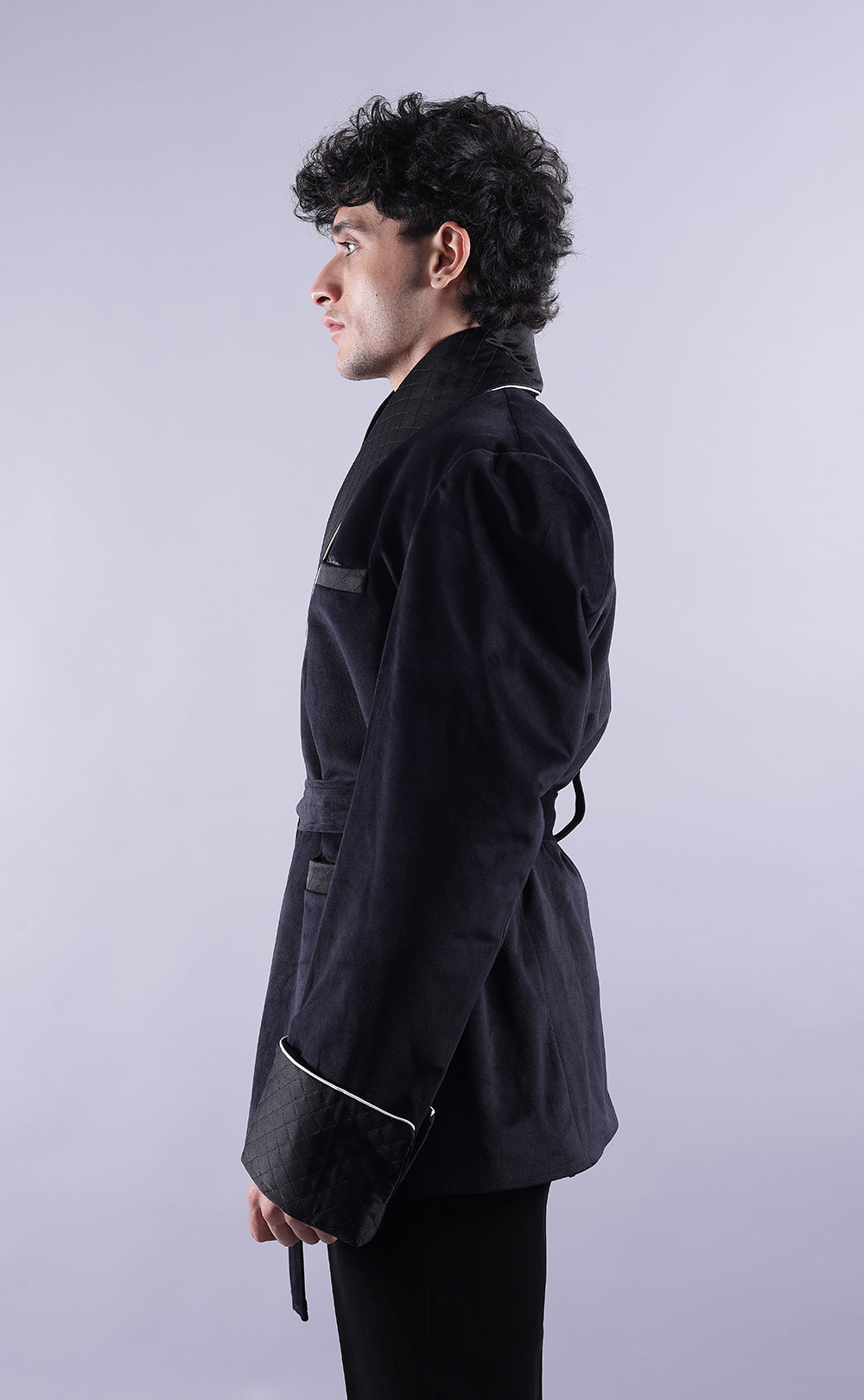 Men’s Black Velvet Smoking Jacket - Luxury Formal Wear, Elegant Dinner Jacket