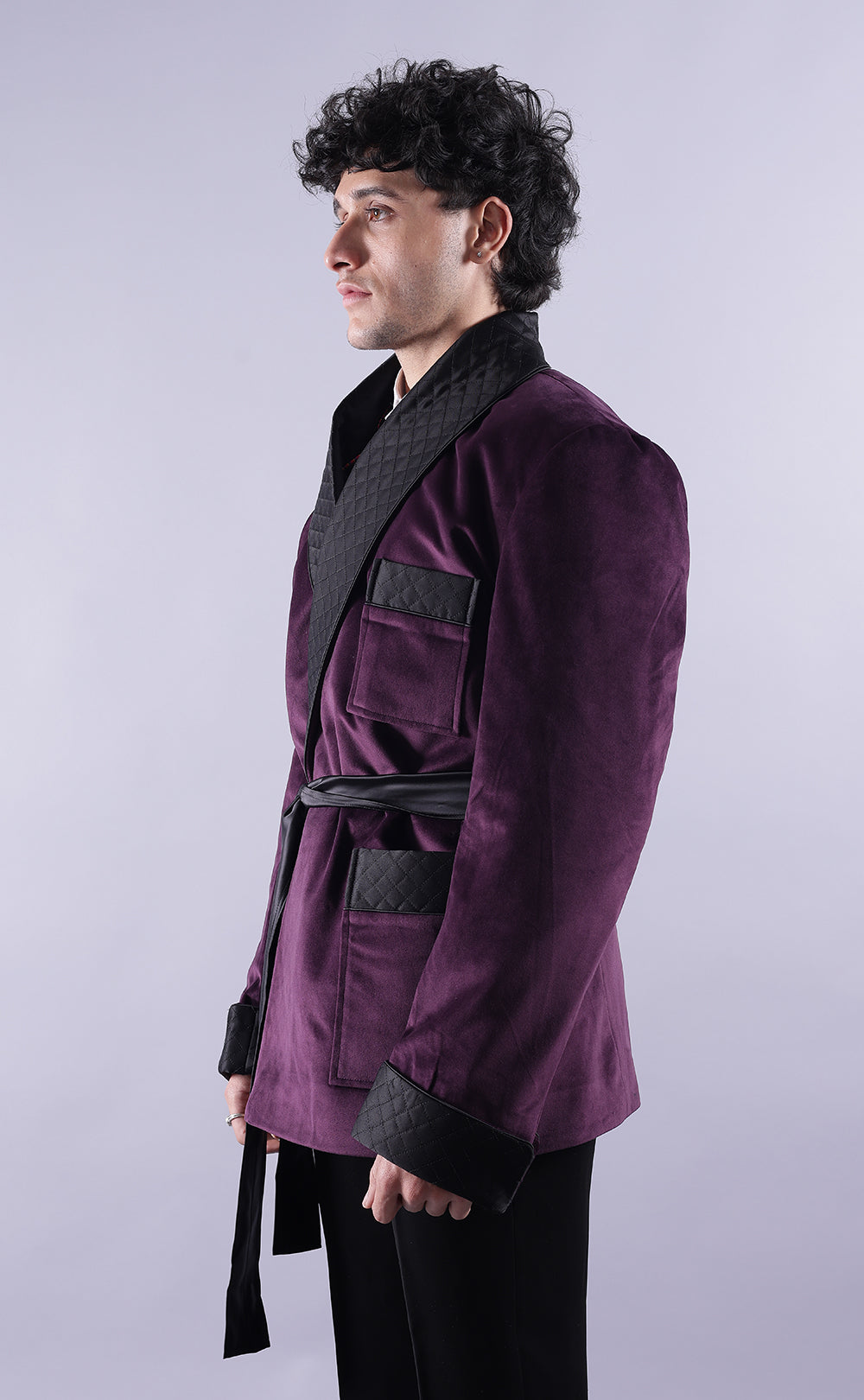 Men’s Dark Purple Velvet Smoking Jacket - Luxury Formal Wear, Elegant Dinner Jacket