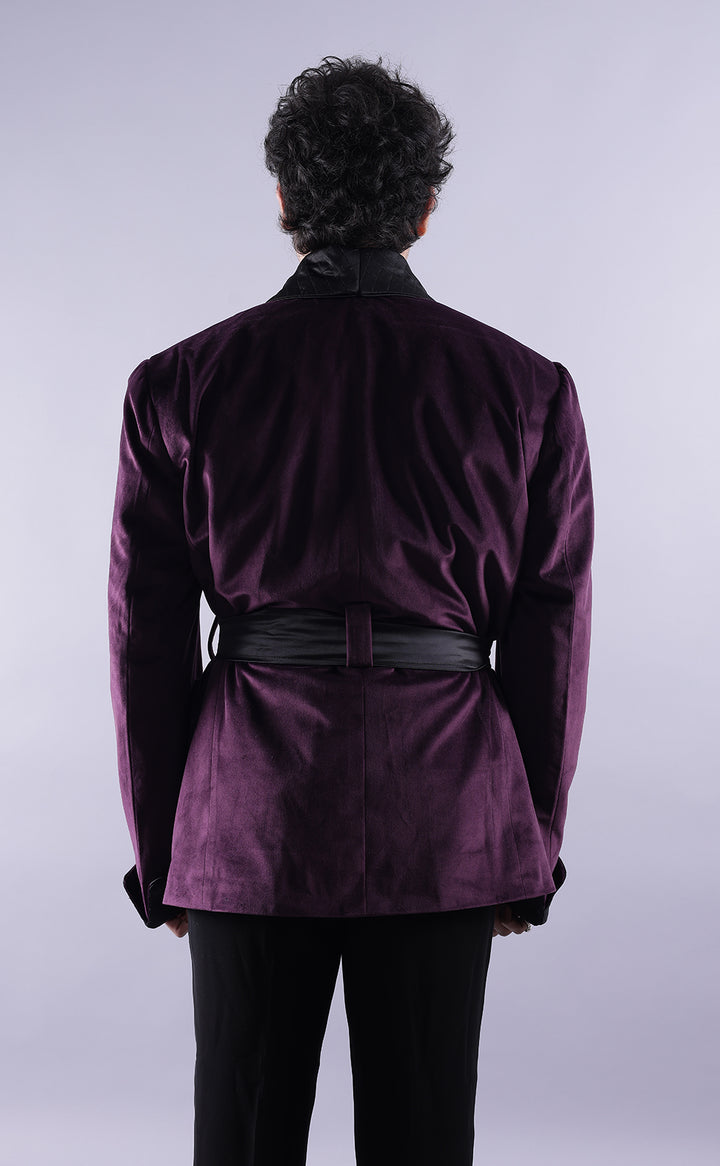 Men’s Dark Purple Velvet Smoking Jacket - Luxury Formal Wear, Elegant Dinner Jacket