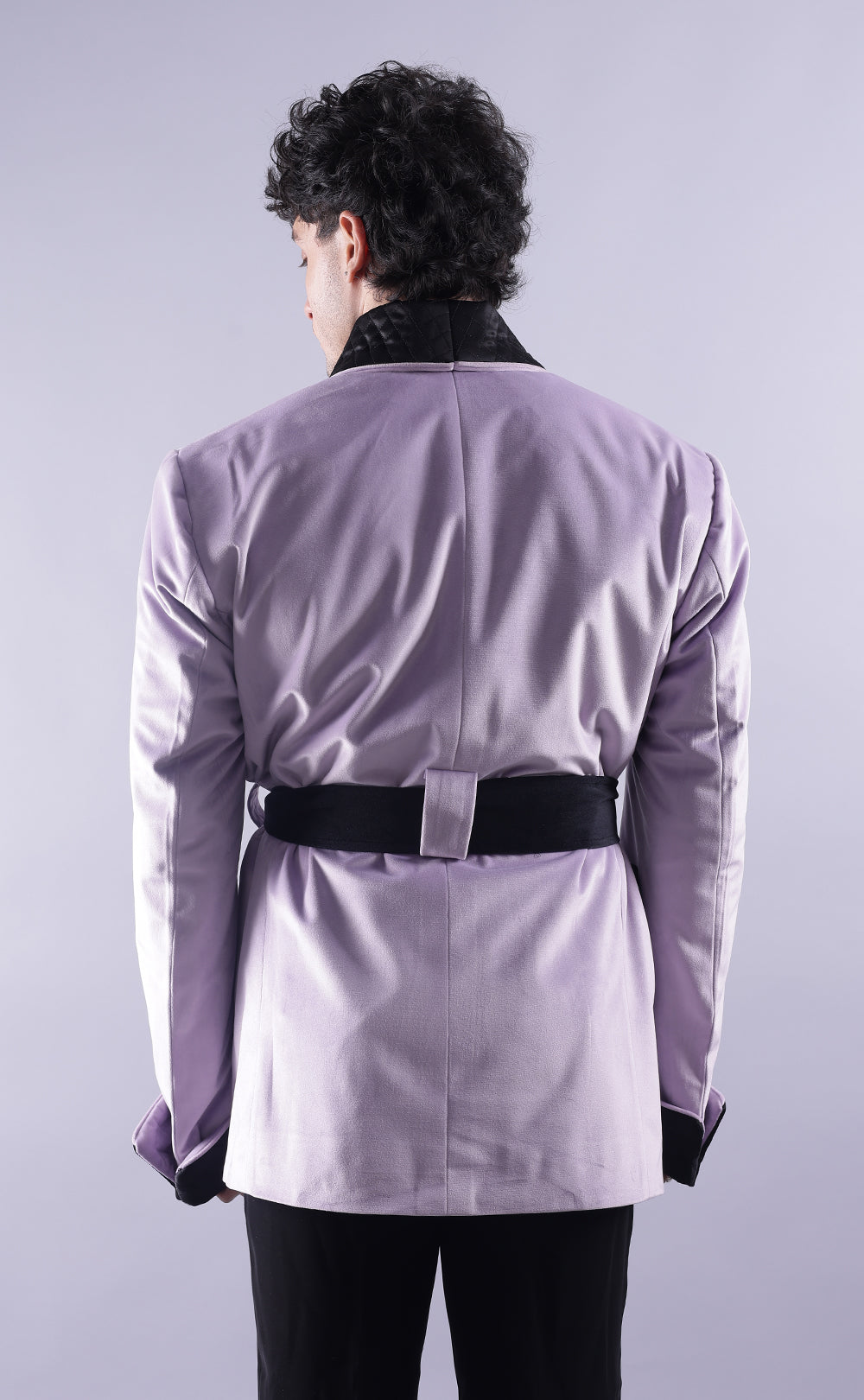 Men's Light Purple Velvet Smoking Jacket - Elegant Formal Wear, Luxury Style