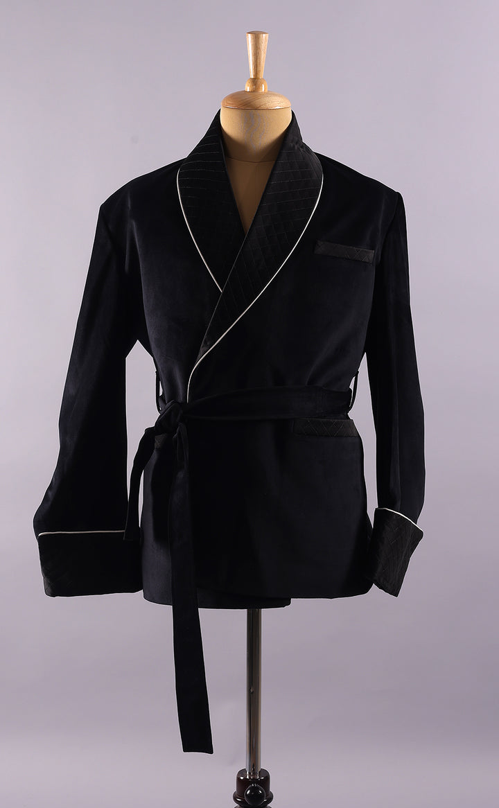 Men’s Black Velvet Smoking Jacket - Luxury Formal Wear, Elegant Dinner Jacket