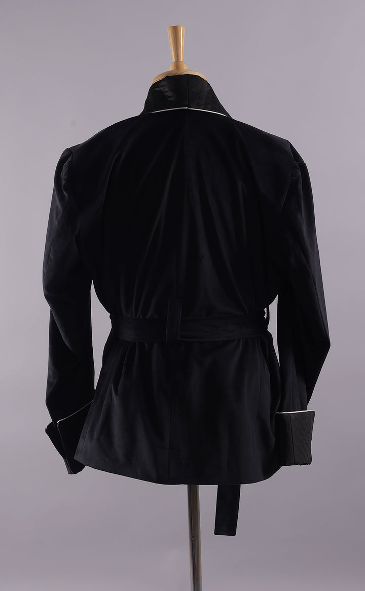 Men’s Black Velvet Smoking Jacket - Luxury Formal Wear, Elegant Dinner Jacket