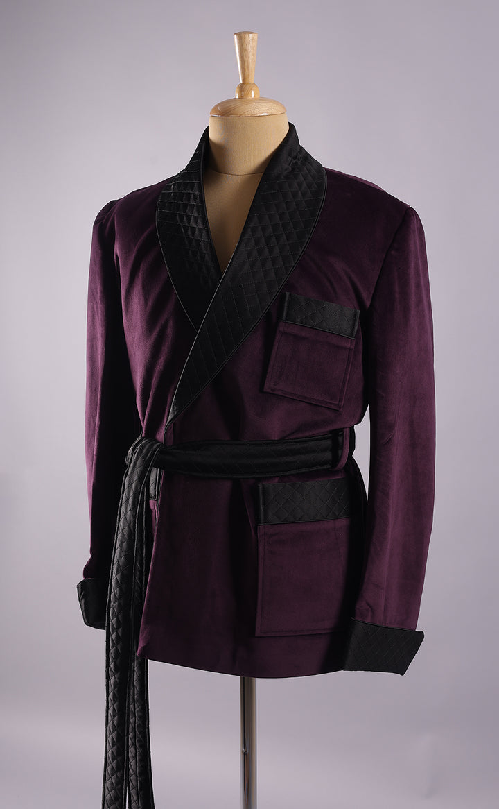 Men’s Dark Purple Velvet Smoking Jacket - Luxury Formal Wear, Elegant Dinner Jacket