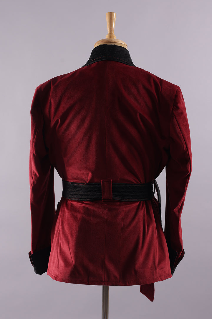 Men’s Red Velvet Smoking Jacket - Luxury Formal Attire, Elegant Dinner Blazer