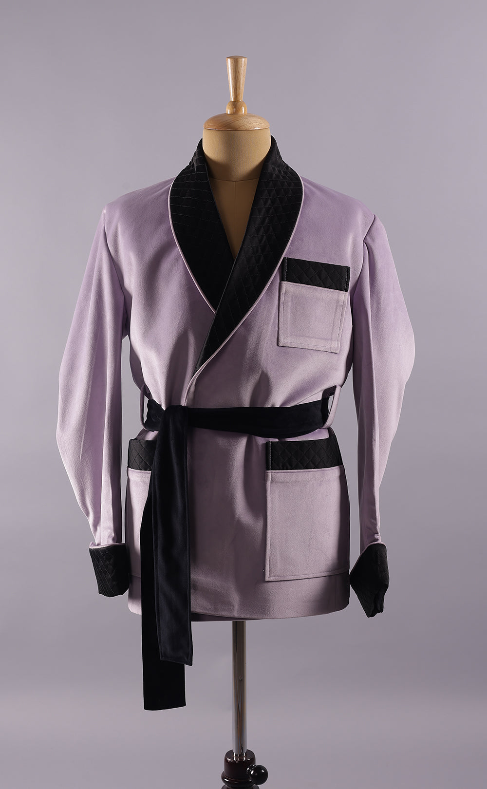 Men's Light Purple Velvet Smoking Jacket - Elegant Formal Wear, Luxury Style