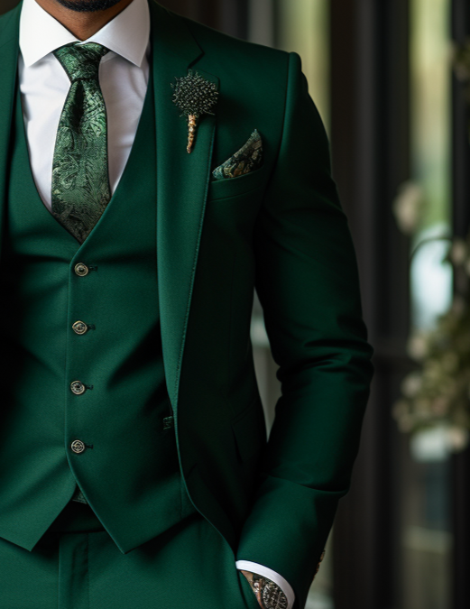 Emerald Green Wedding and Business Three Piece Suit for Men Bold Ve VARDO