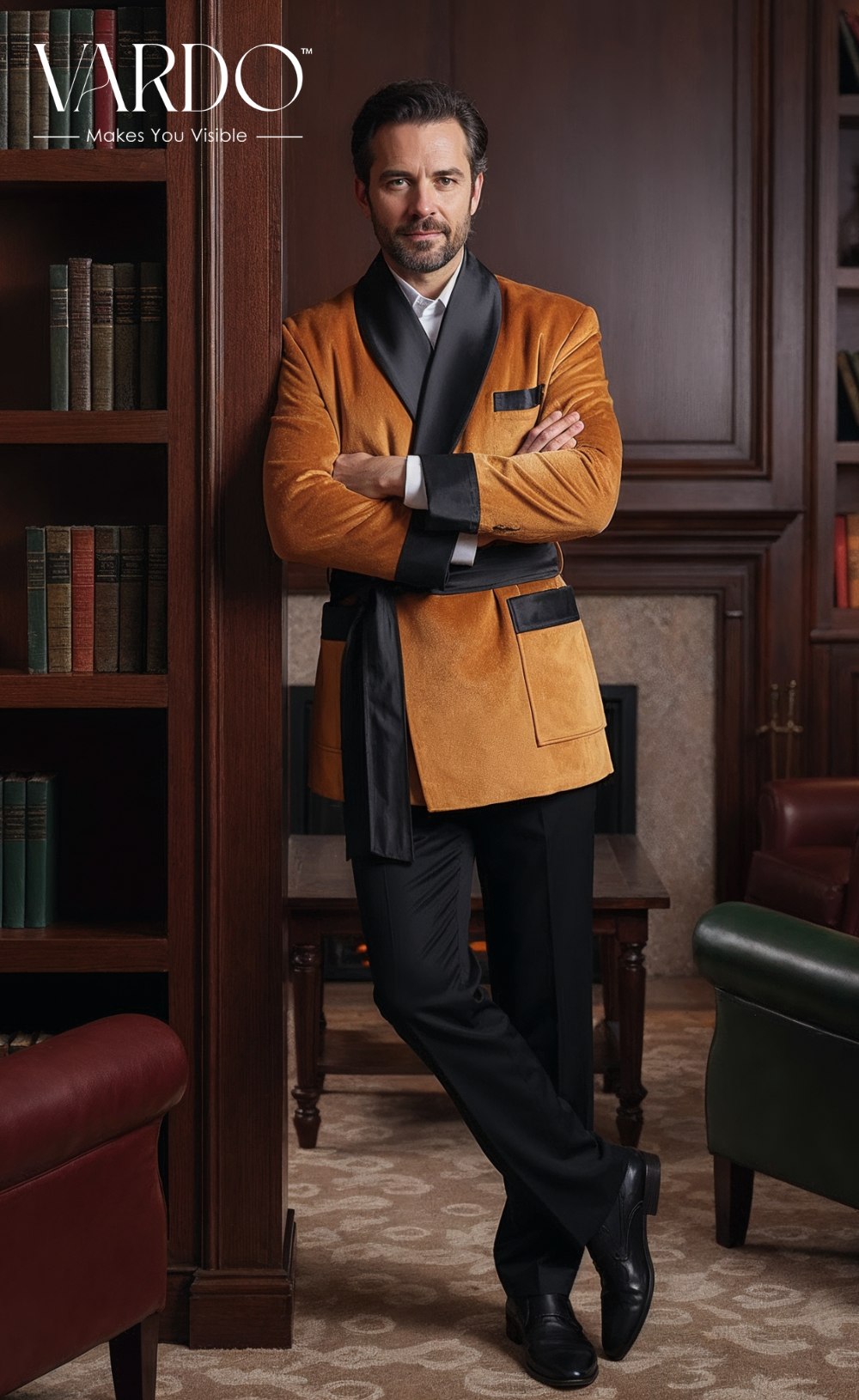 Luxurious Men's Golden Velvet Smoking Jacket - Elegant Party Wear, Premium Velvet Dinner Jacket