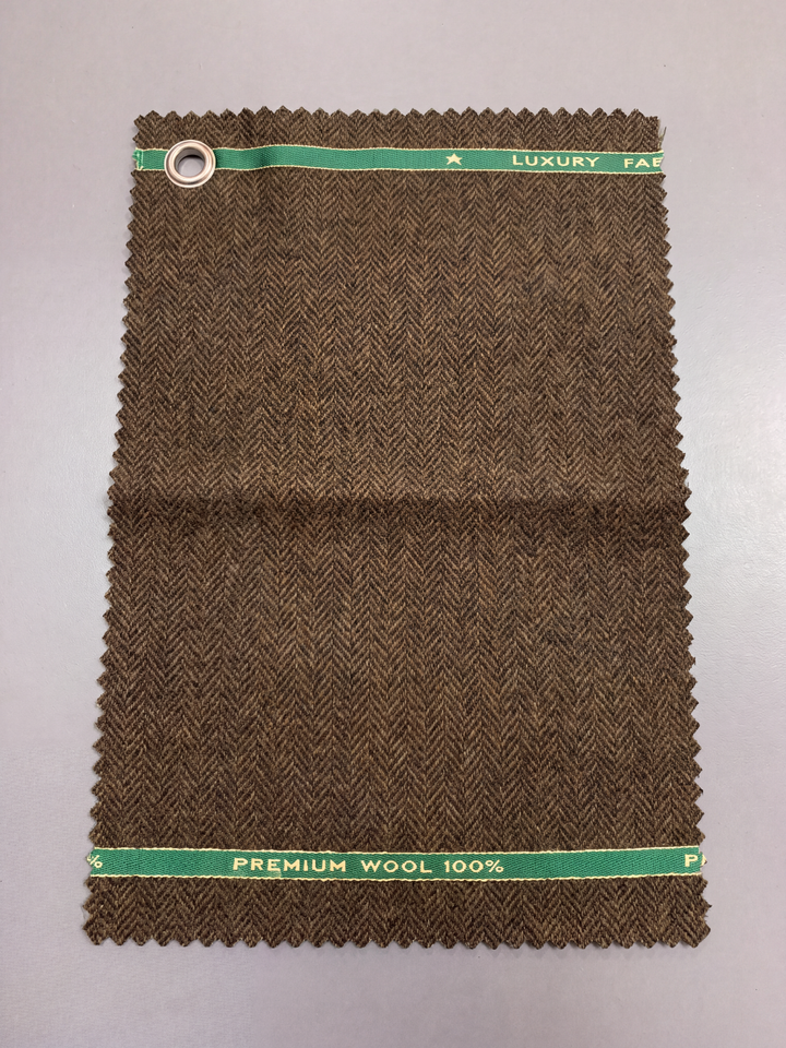Mocha Brown Herringbone Wool Three-Piece Suit
