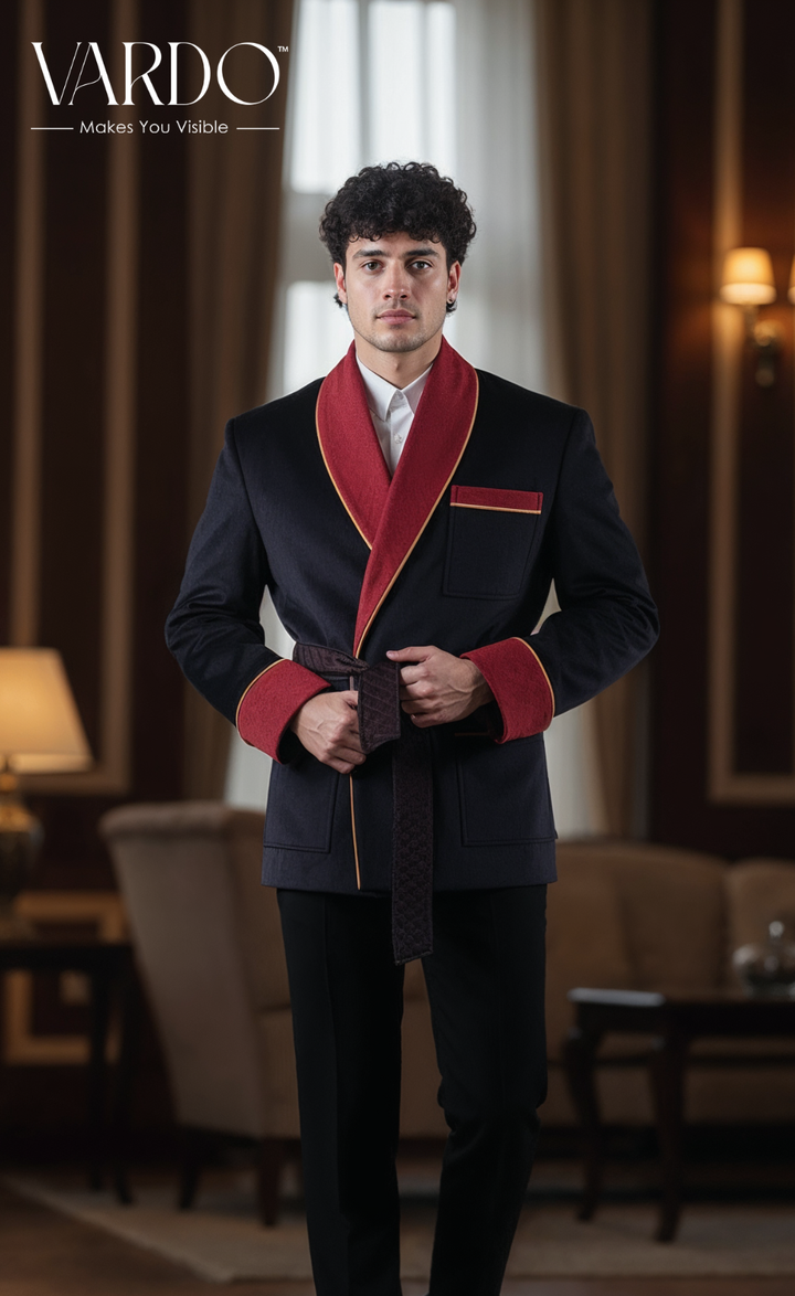Classic Men’s Black Velvet Smoking Jacket - Luxury Evening Wear, Formal Party Jacket