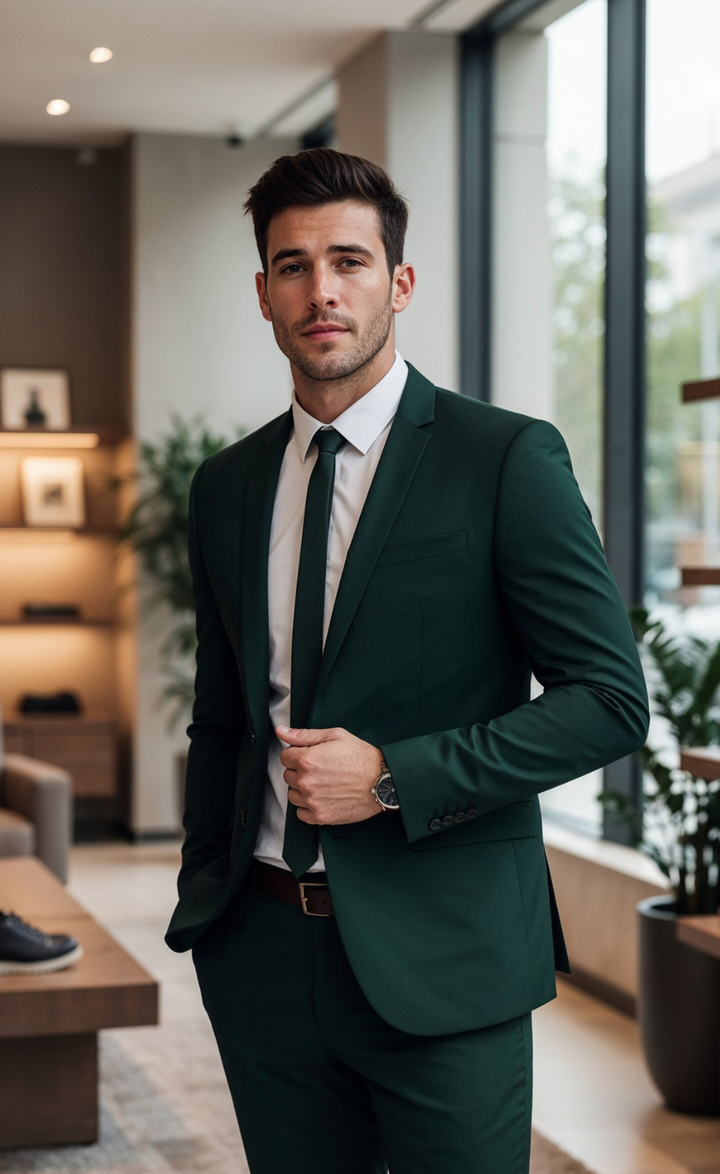 DARK GREEN 2 PIECE SLIM FIT SUIT