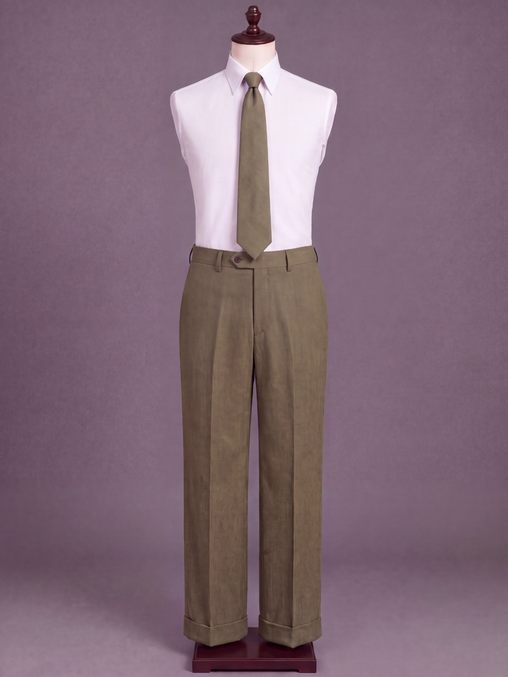 Olive Wool Three-Piece Suit
