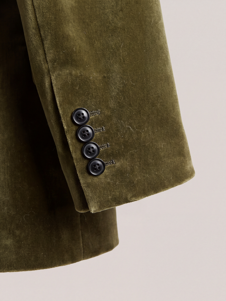 Olive Green Velvet Shawl Collar Dinner Jacket