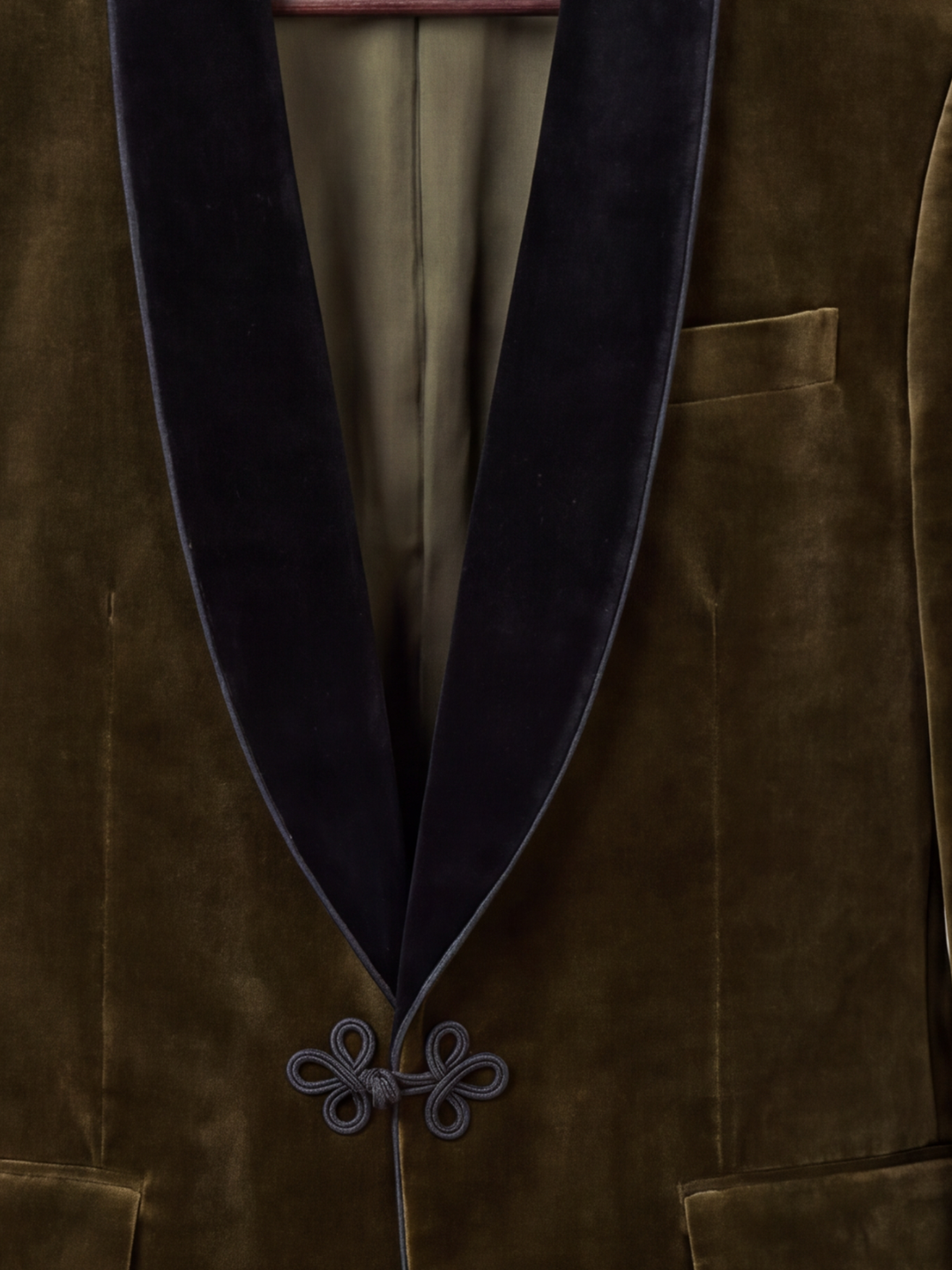 Olive Green Velvet Shawl Collar Dinner Jacket