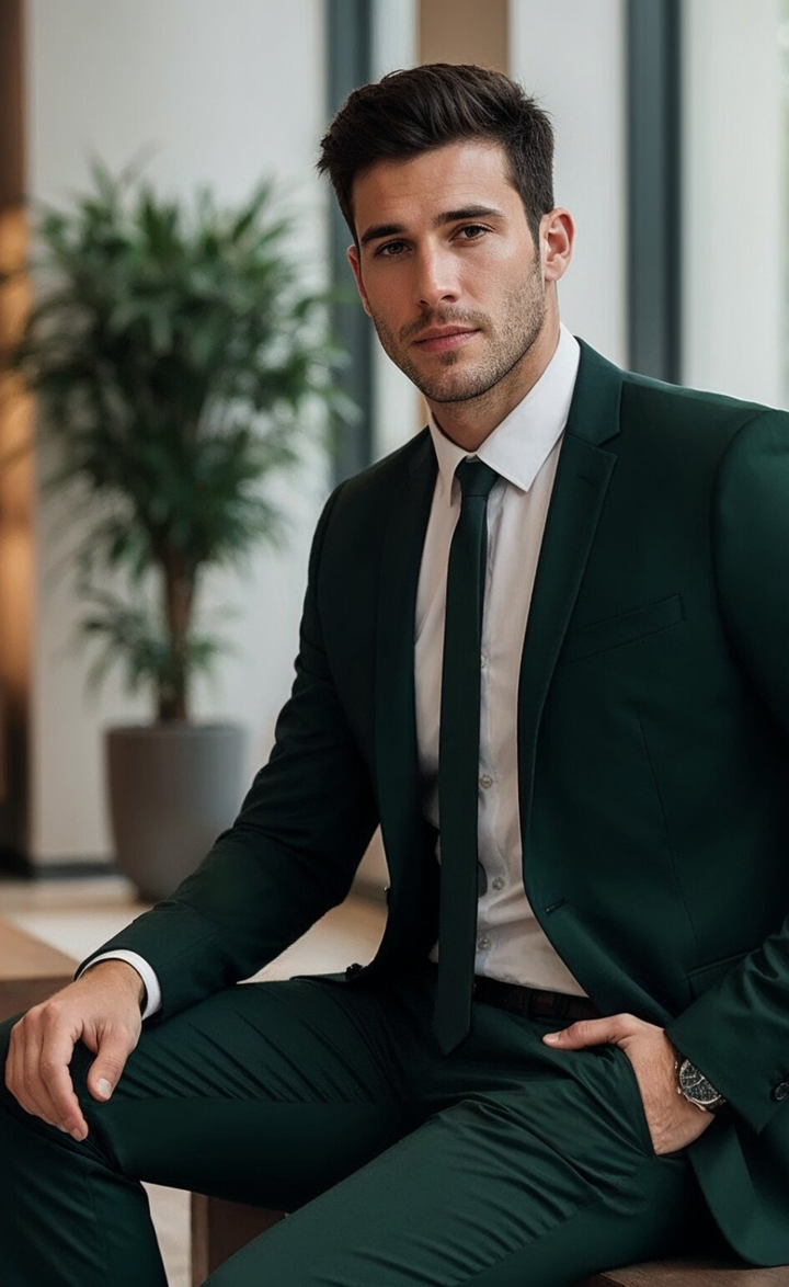 DARK GREEN 2 PIECE SLIM FIT SUIT