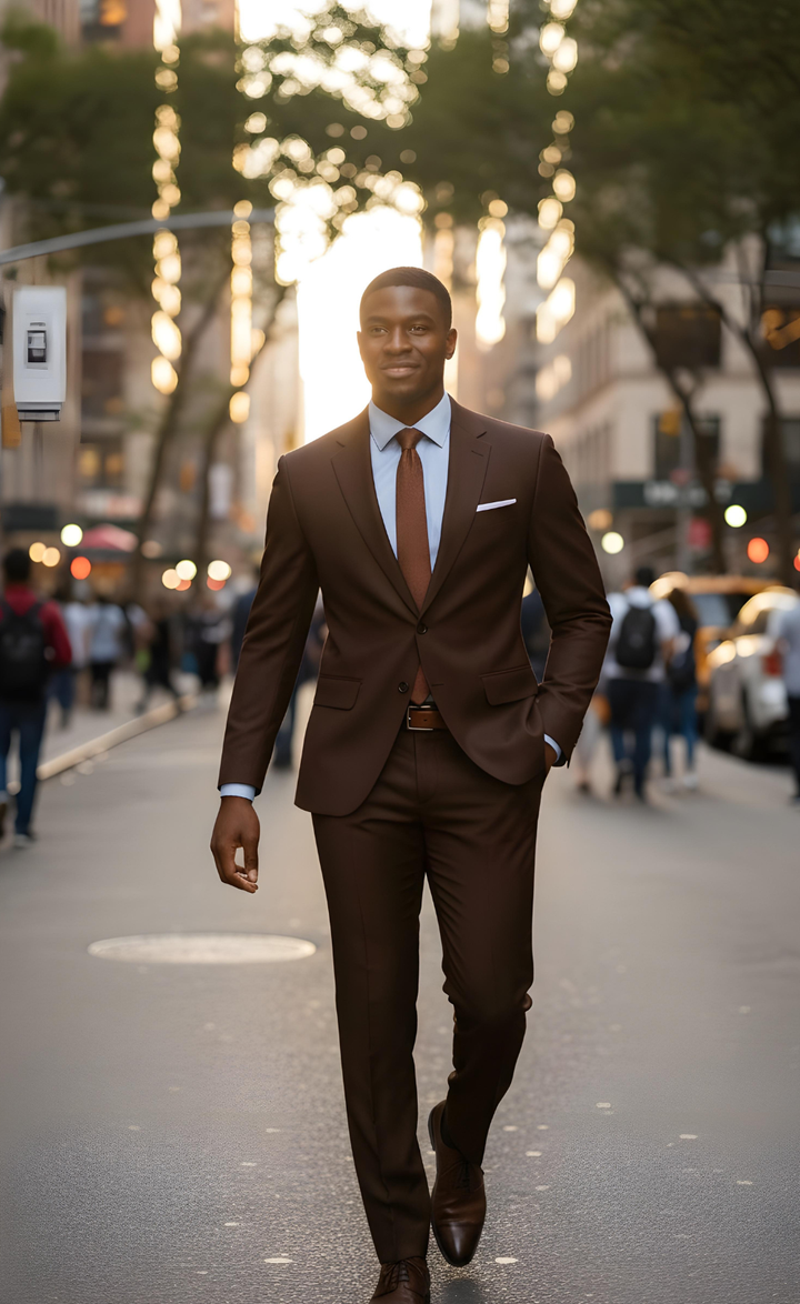Elegant Chocolate Brown Two Piece Suit for Men