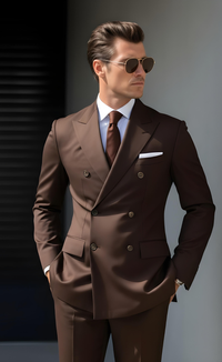 Elegant Chocolate Brown Double Breasted Suit for Men