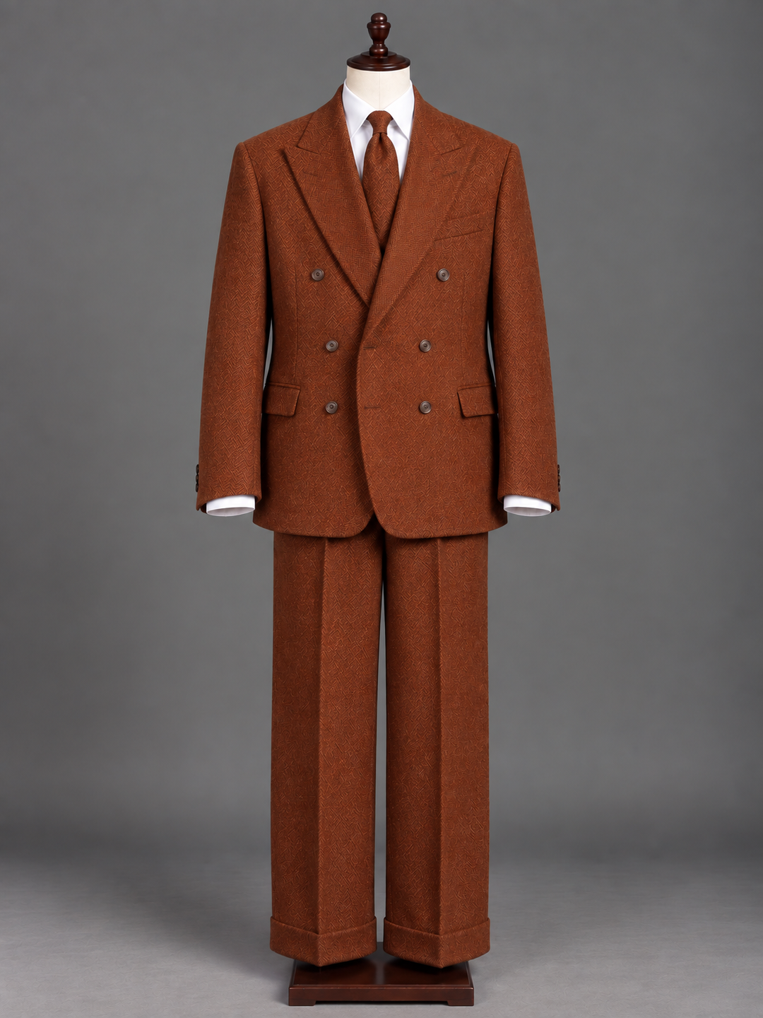 Burnt Copper Double-Breasted Wool Suit