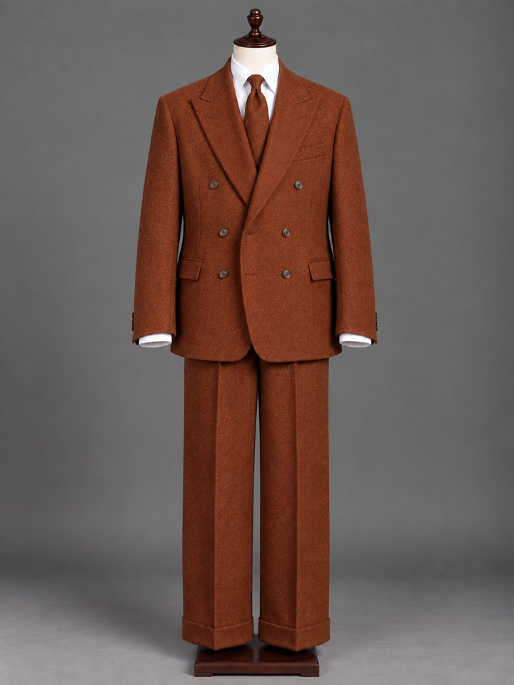 Burnt Copper Double-Breasted Wool Suit