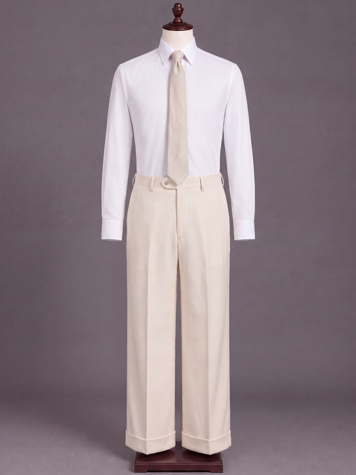 Ivory Double-Breasted Wool Suit