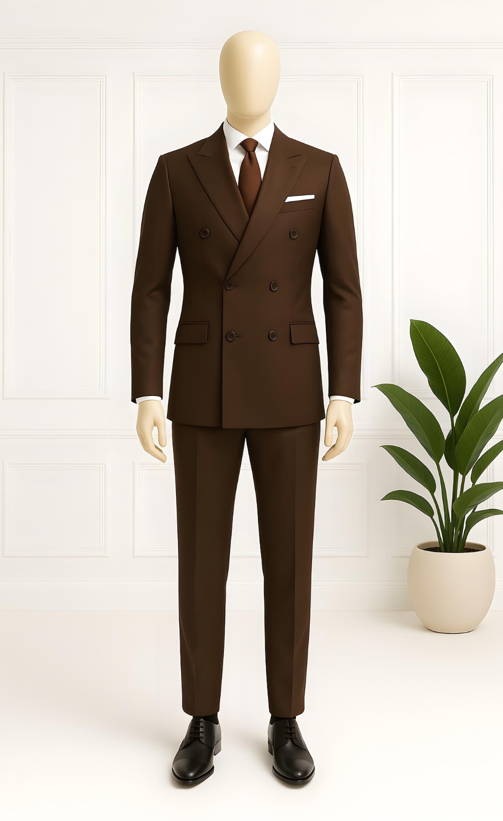 Elegant Chocolate Brown Double Breasted Suit for Men