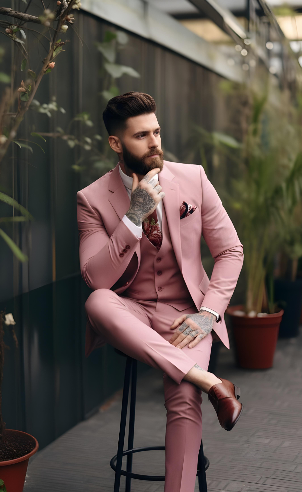 DUSTY ROSE SUIT 3-PIECE SUIT