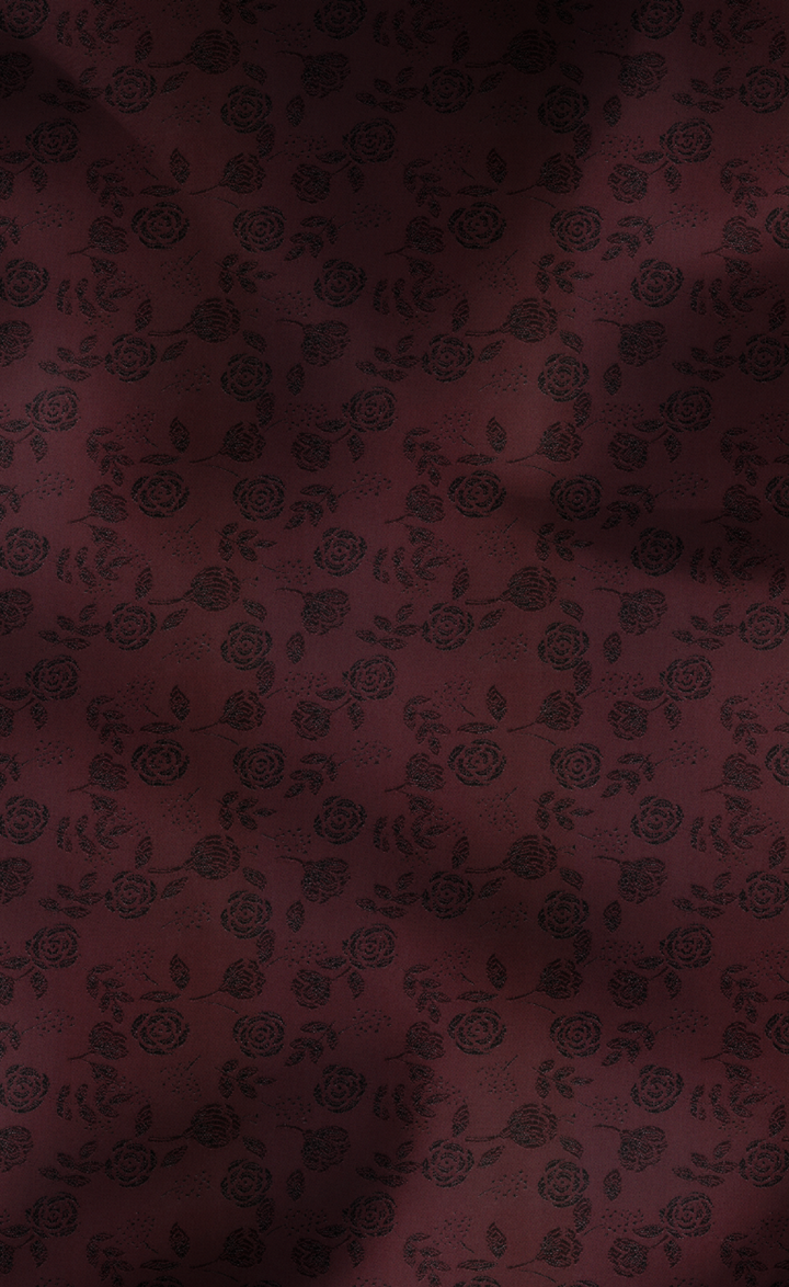 Burgundy Floral Tuxedo Suit Set with Black Shawl Lapel