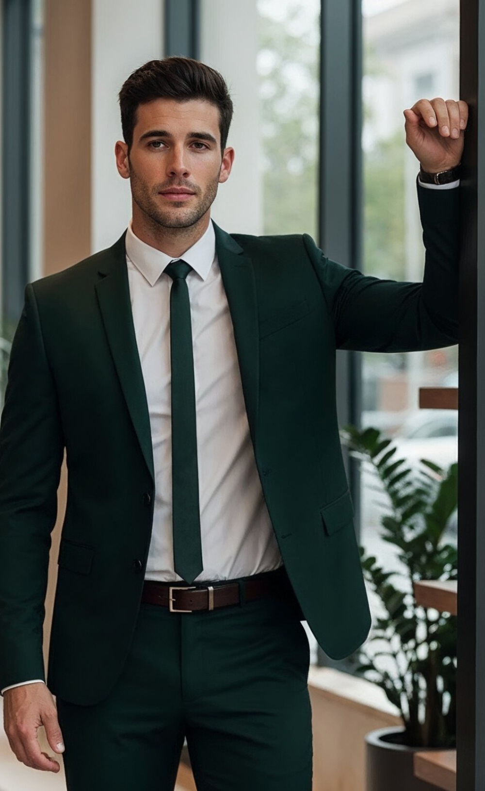 DARK GREEN 2 PIECE SLIM FIT SUIT