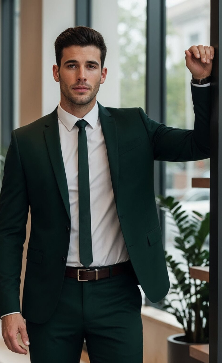 DARK GREEN 2 PIECE SLIM FIT SUIT