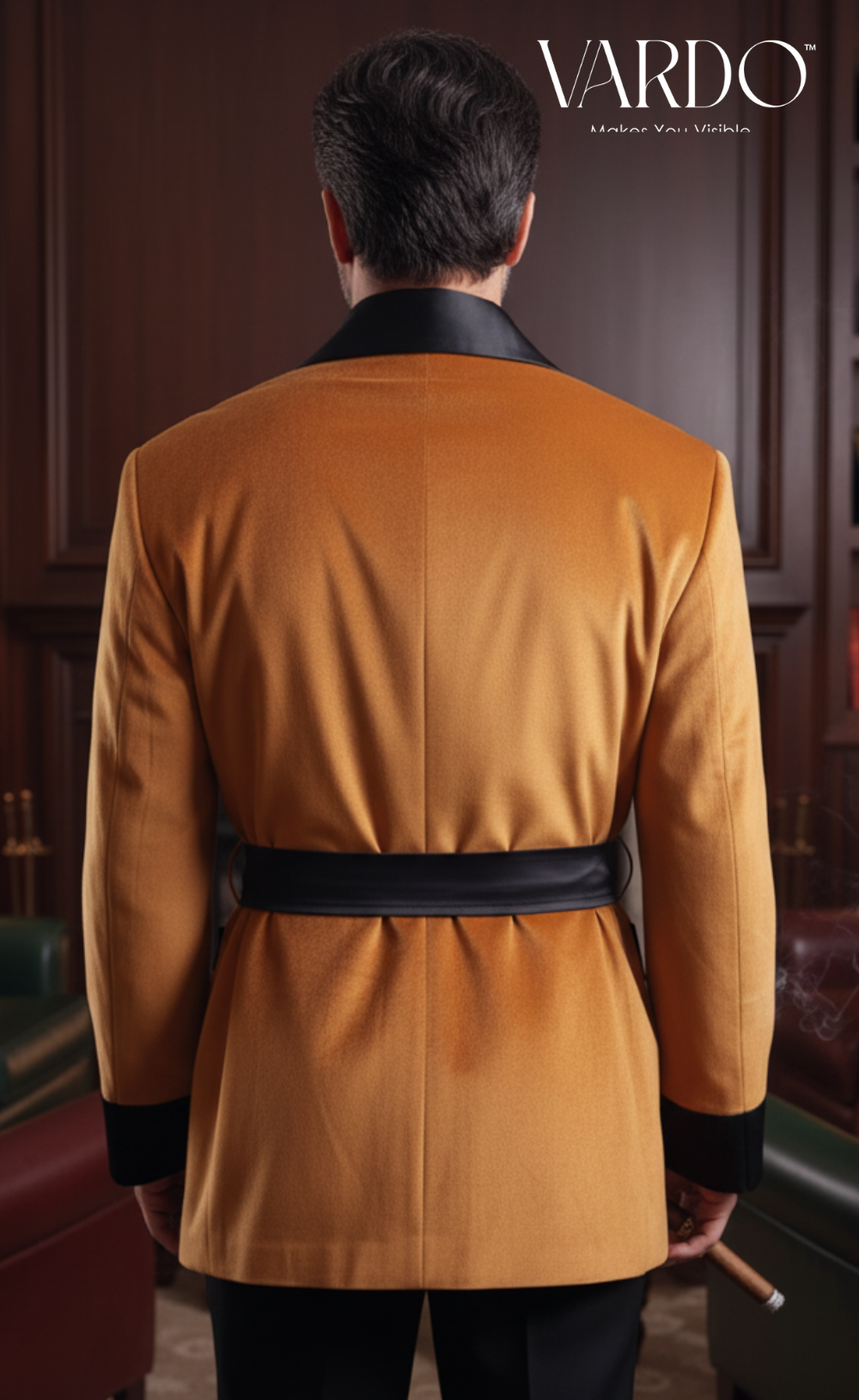 Luxurious Men's Golden Velvet Smoking Jacket - Elegant Party Wear, Premium Velvet Dinner Jacket
