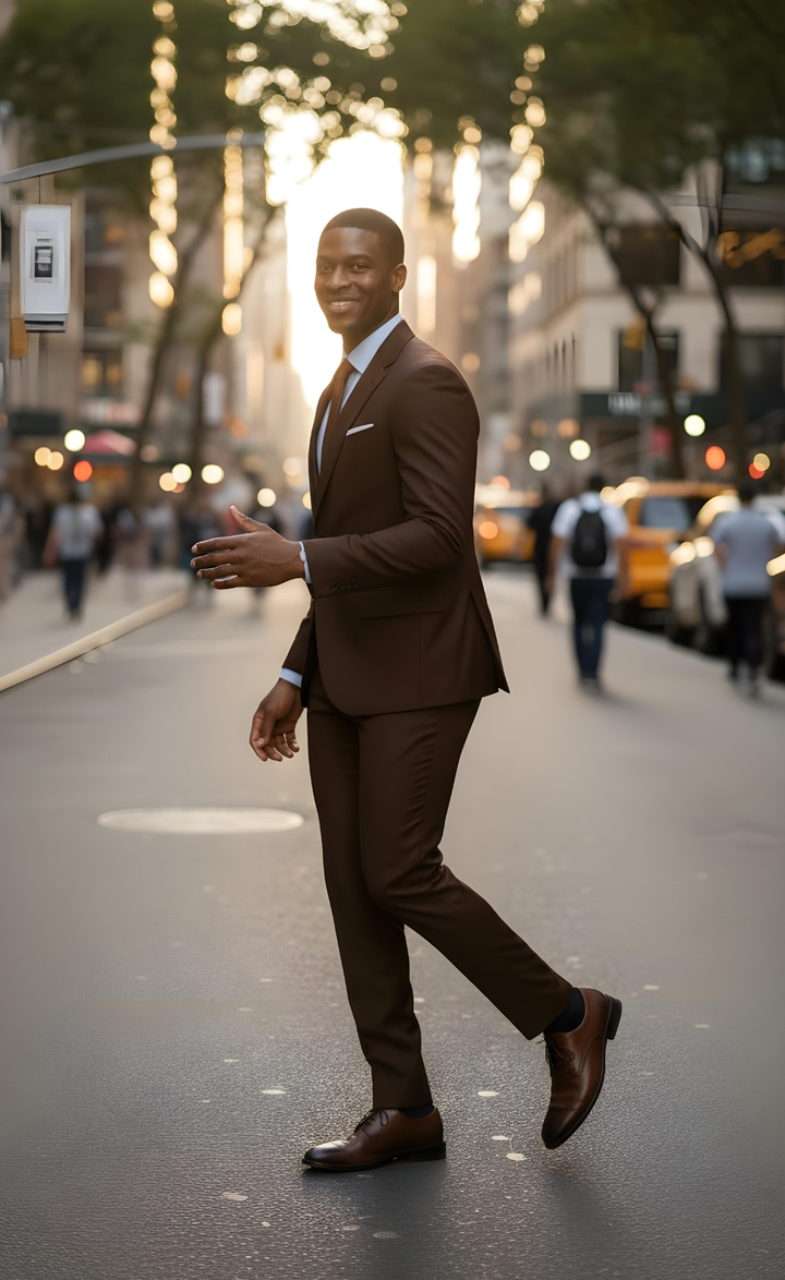 Elegant Chocolate Brown Two Piece Suit for Men