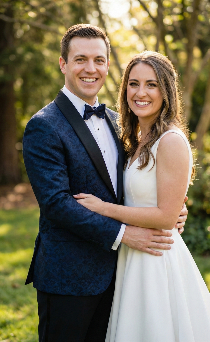 Navy Blue Jacquard Tuxedo Blazer Suit