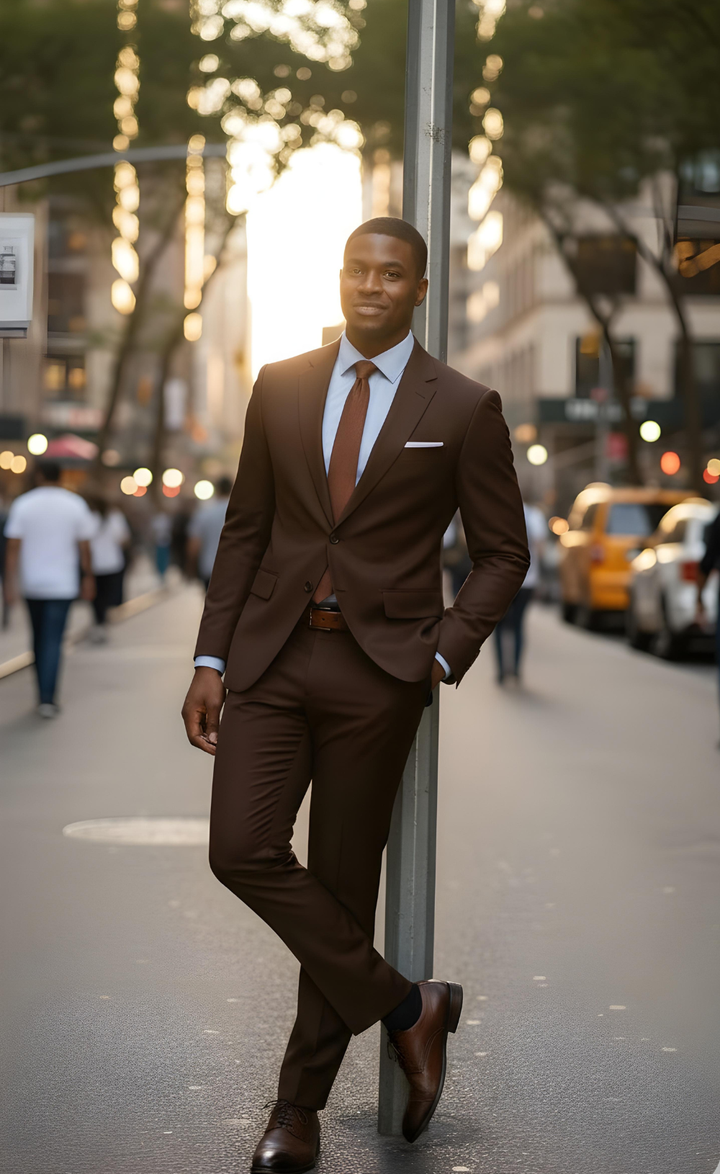 Elegant Chocolate Brown Two Piece Suit for Men