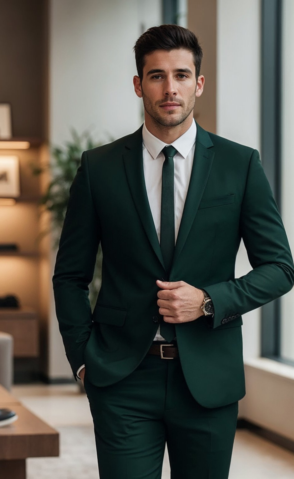 DARK GREEN 2 PIECE SLIM FIT SUIT